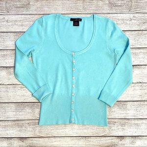 Willi Smith Cardigan Sweater, Aqua, Size Small